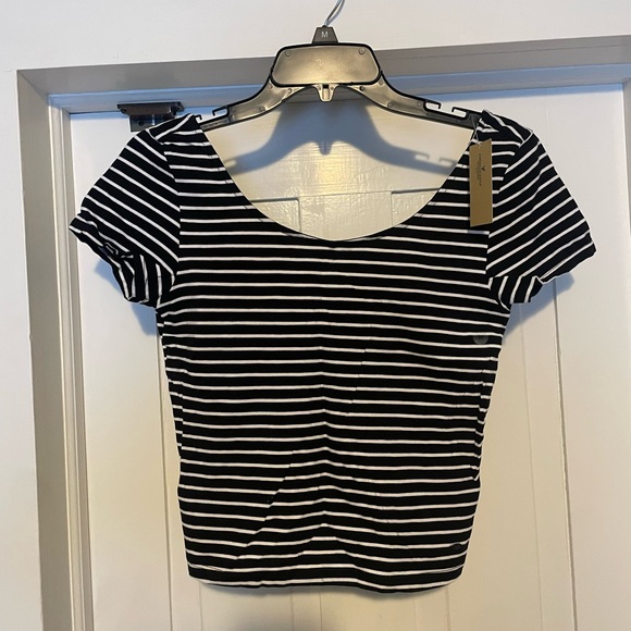 American Eagle Outfitters Tops - American Eagle Outfitters Black and White Striped Crop Top